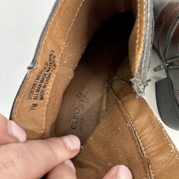 EuroSoft Phoebe Faux Leather Buckle Accent Boot Bootie Size 7 Gray & Brown - Picture 9 of 10